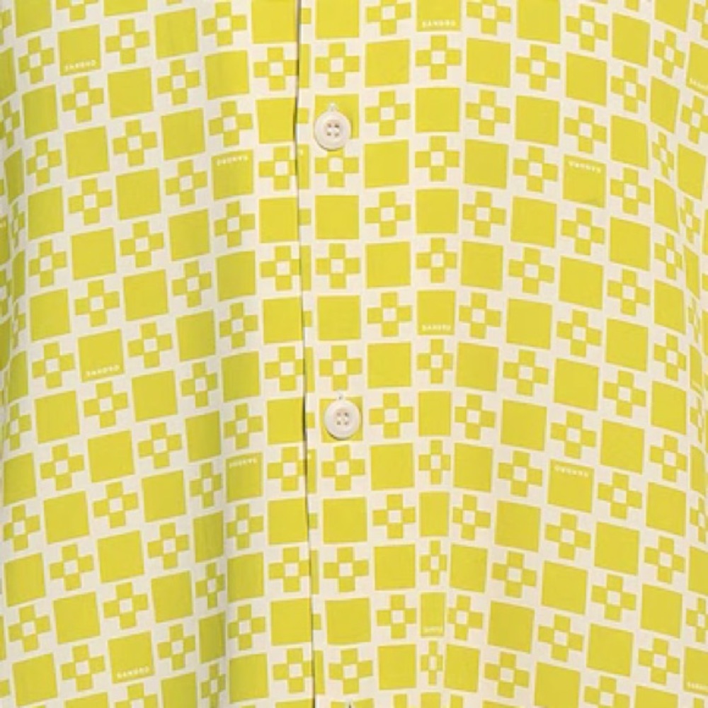 Sandro Cross Patterned Casual Button Down Size M … - image 3